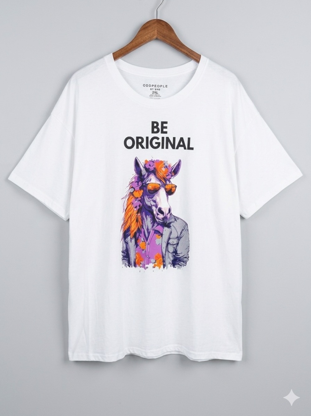 ODDPEOPLE by RKB Be Original Horse Graphic T-Shirt White Unisex Festival 2XL NWT